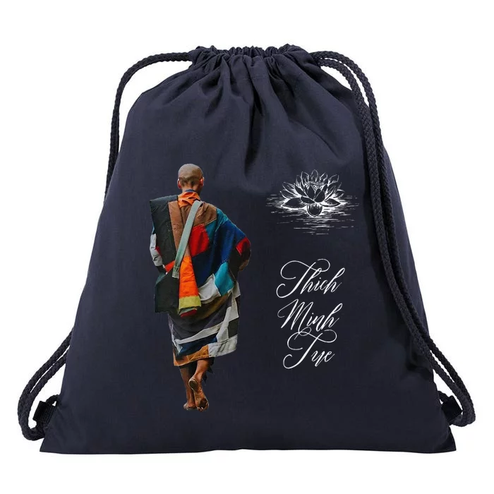 Thich Minh Tue Vietnamese Buddha Peace Lotus Calligraphy Drawstring Bag