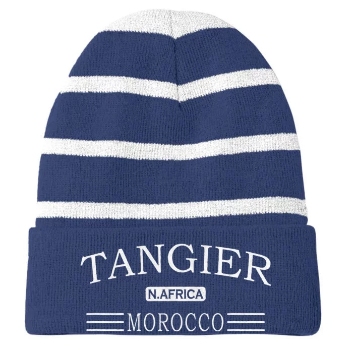 Tangier Morocco Striped Beanie with Solid Band