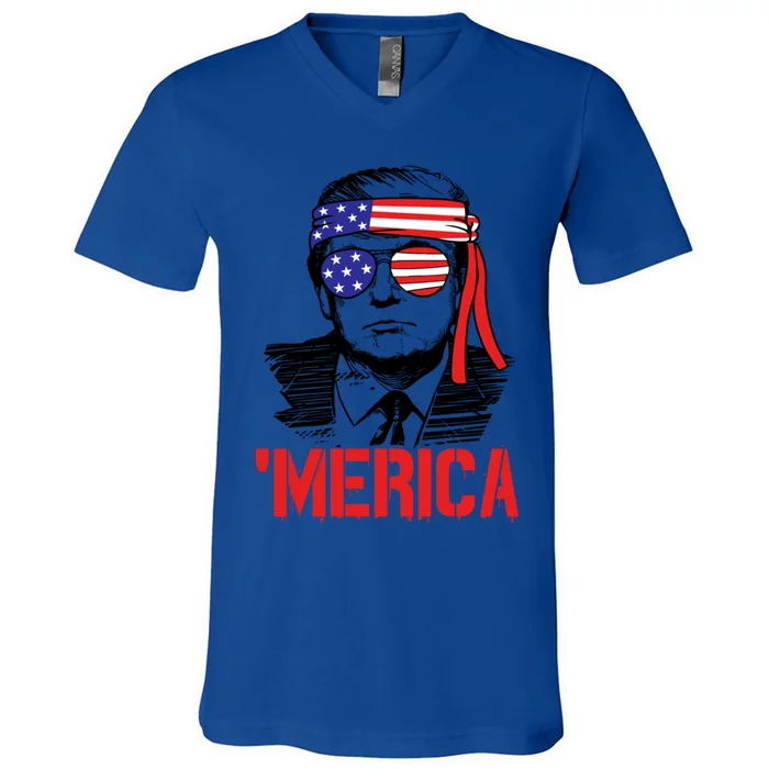 Trump Merica Trump 2020 Presidential Swag Gift V-Neck T-Shirt