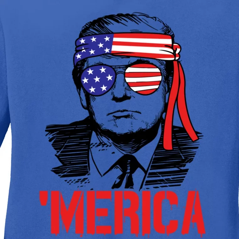 Trump Merica Trump 2020 Presidential Swag Gift Ladies Long Sleeve Shirt