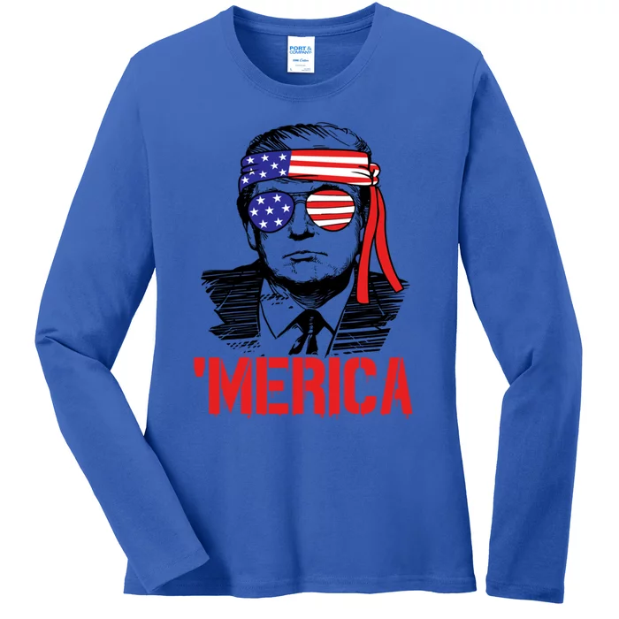 Trump Merica Trump 2020 Presidential Swag Gift Ladies Long Sleeve Shirt