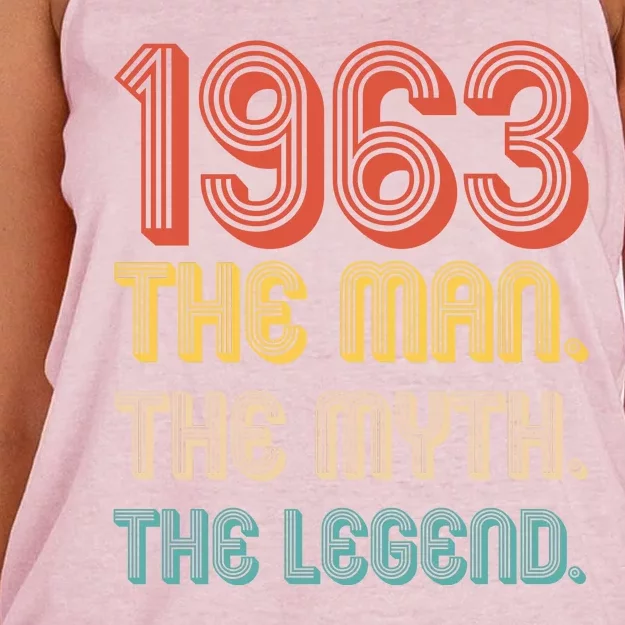 The Man The Myth The Legend 1963 60th Birthday Women's Knotted Racerback Tank