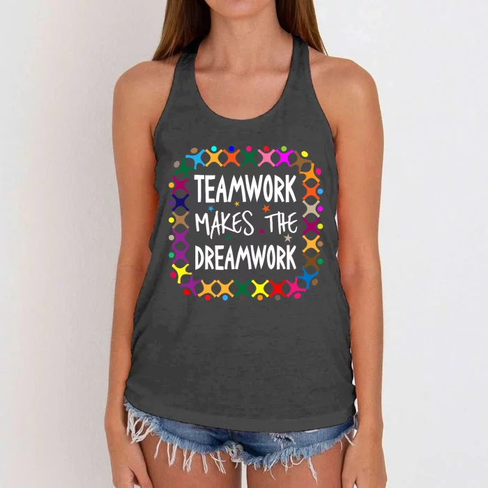 Teamwork Makes The Dreamwork Motivational Sports Quote Team Women's Knotted Racerback Tank