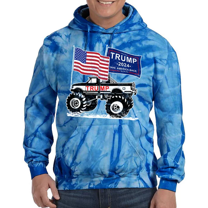 Trump Monster Truck Rally Trump Flag Trump 2024 Great Gift Tie Dye Hoodie