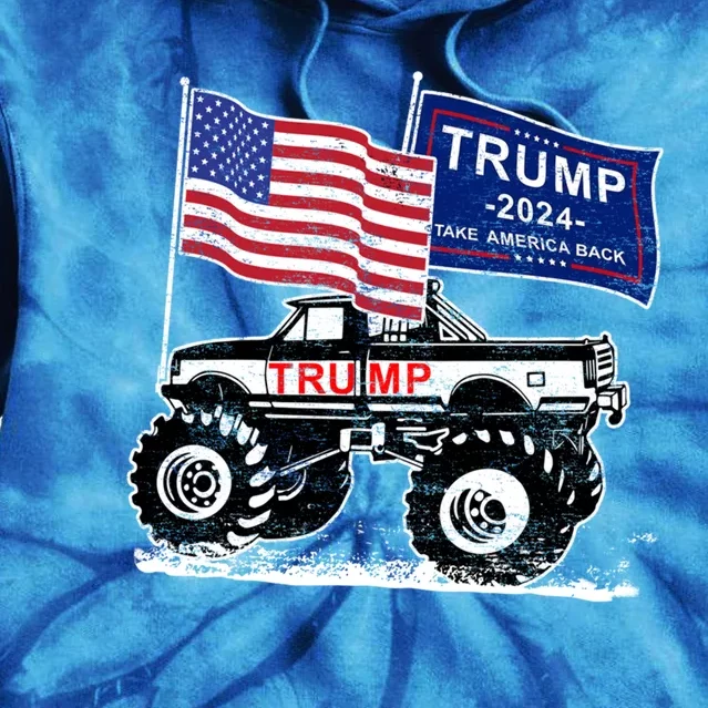 Trump Monster Truck Rally Trump Flag Trump 2024 Great Gift Tie Dye Hoodie