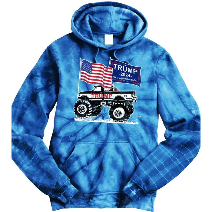 Trump Monster Truck Rally Trump Flag Trump 2024 Great Gift Tie Dye Hoodie