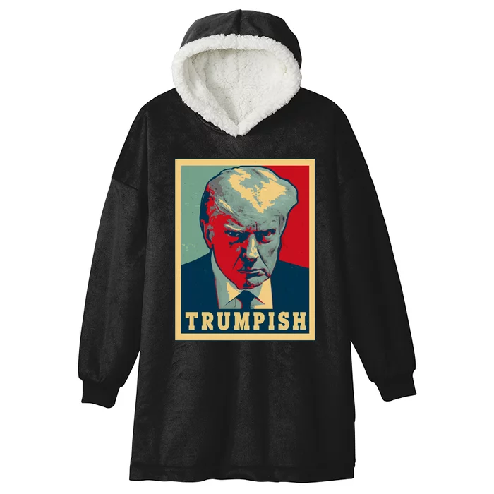 Trumpish Mugshot Vintage Poster Hooded Wearable Blanket