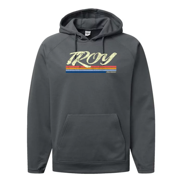 Troy Michigan Vintage Performance Fleece Hoodie