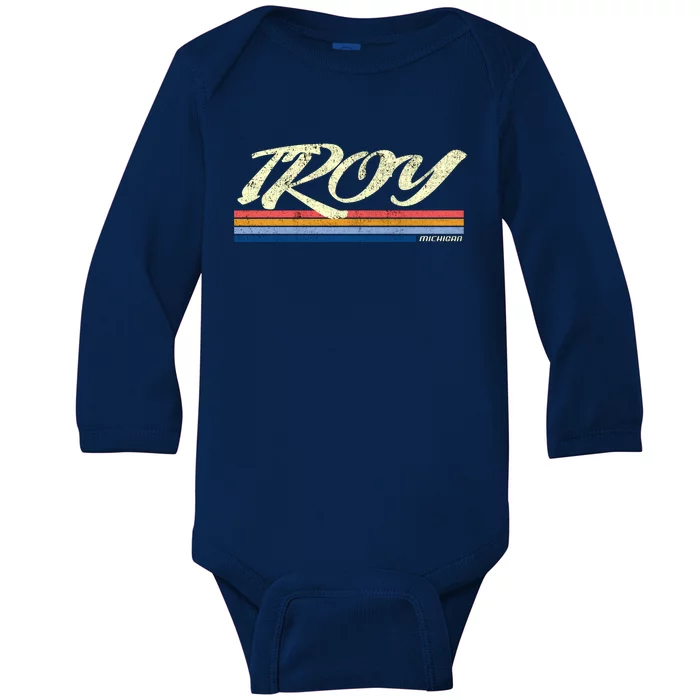 Troy Michigan Vintage Baby Long Sleeve Bodysuit