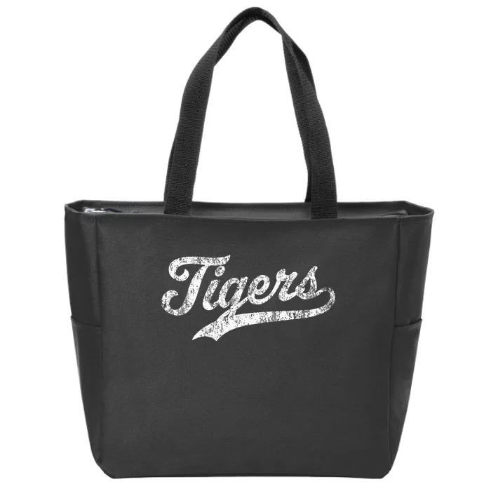 Tigers Mascot Vintage Sports Name Zip Tote Bag