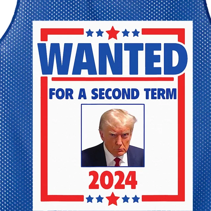 Trumps Mugshot Wanted For A Second Term 2024 President Mesh Reversible Basketball Jersey Tank