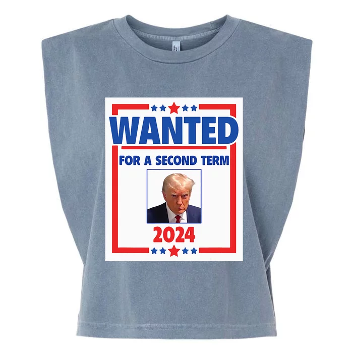 Trumps Mugshot Wanted For A Second Term 2024 President Garment-Dyed Women's Muscle Tee