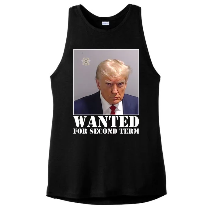 Trump Mugshot Wanted For Second Term Ladies Tri-Blend Wicking Tank