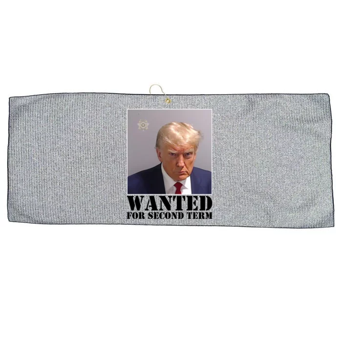 Trump Mugshot Wanted For Second Term Large Microfiber Waffle Golf Towel