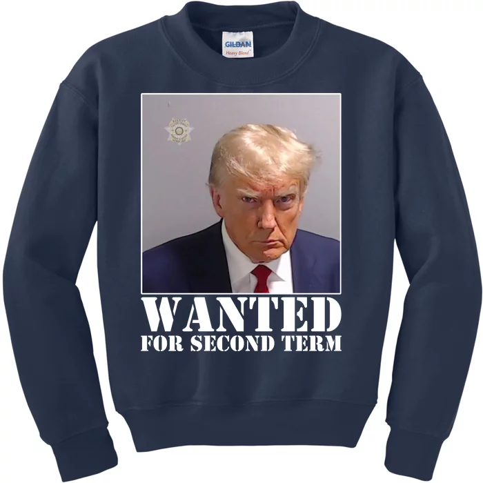 Trump Mugshot Wanted For Second Term Kids Sweatshirt