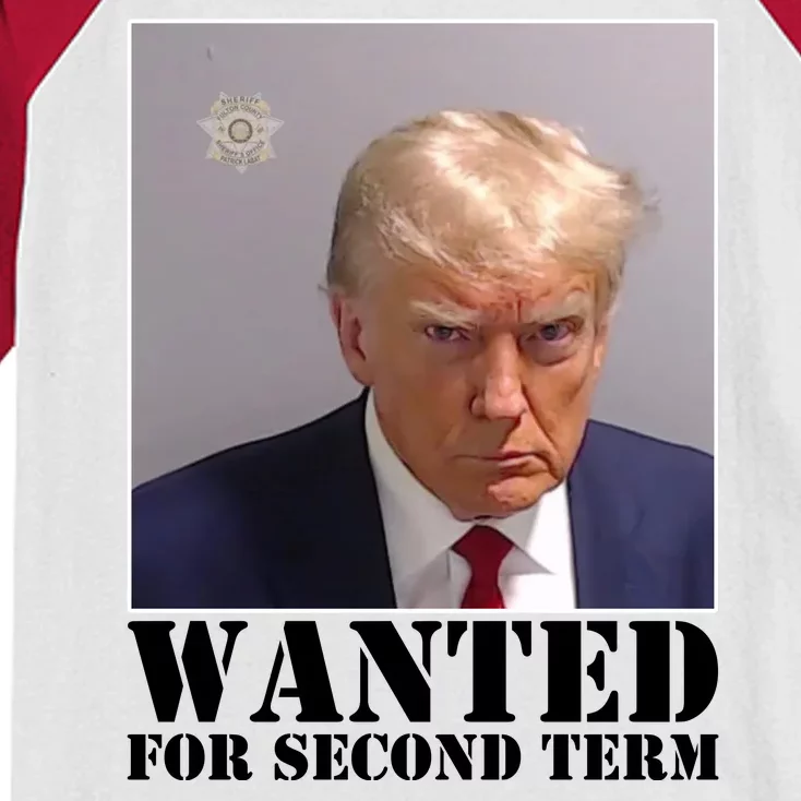 Trump Mugshot Wanted For Second Term Kids Colorblock Raglan Jersey