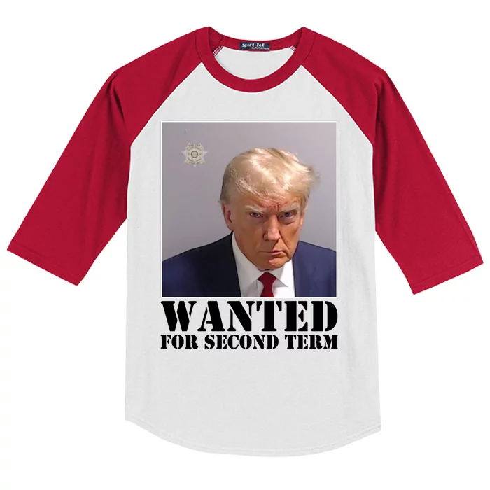 Trump Mugshot Wanted For Second Term Kids Colorblock Raglan Jersey