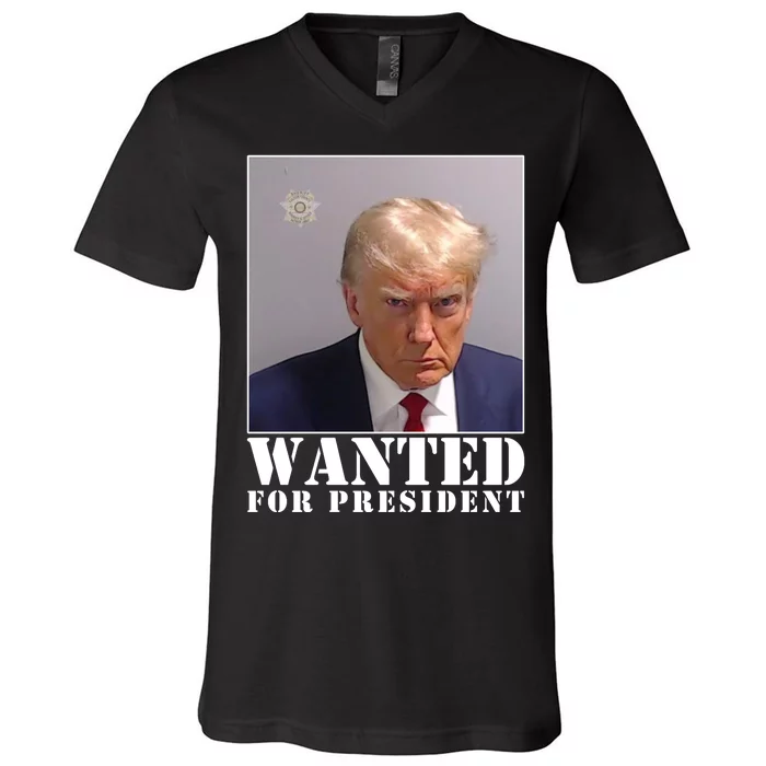 Trump Mugshot Wanted For President V-Neck T-Shirt