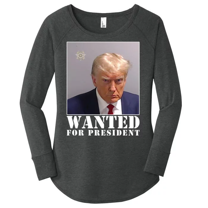 Trump Mugshot Wanted For President Women's Perfect Tri Tunic Long Sleeve Shirt