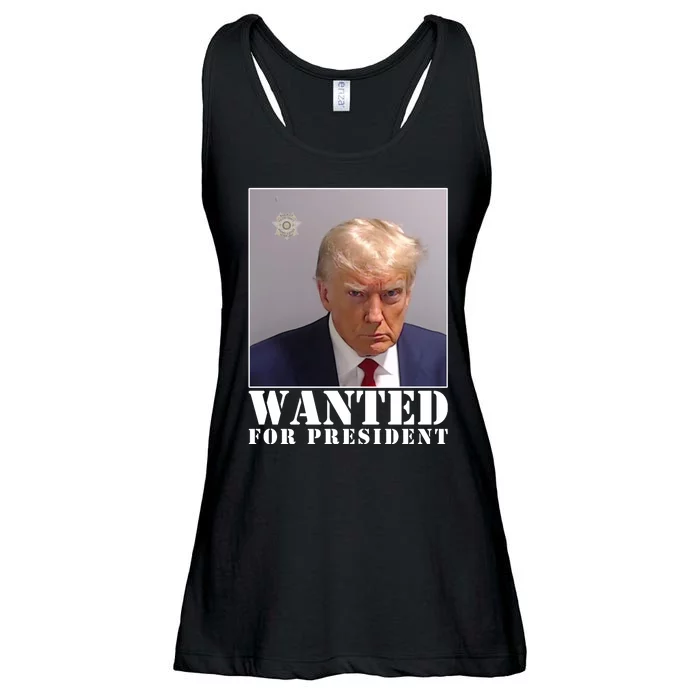 Trump Mugshot Wanted For President Ladies Essential Flowy Tank