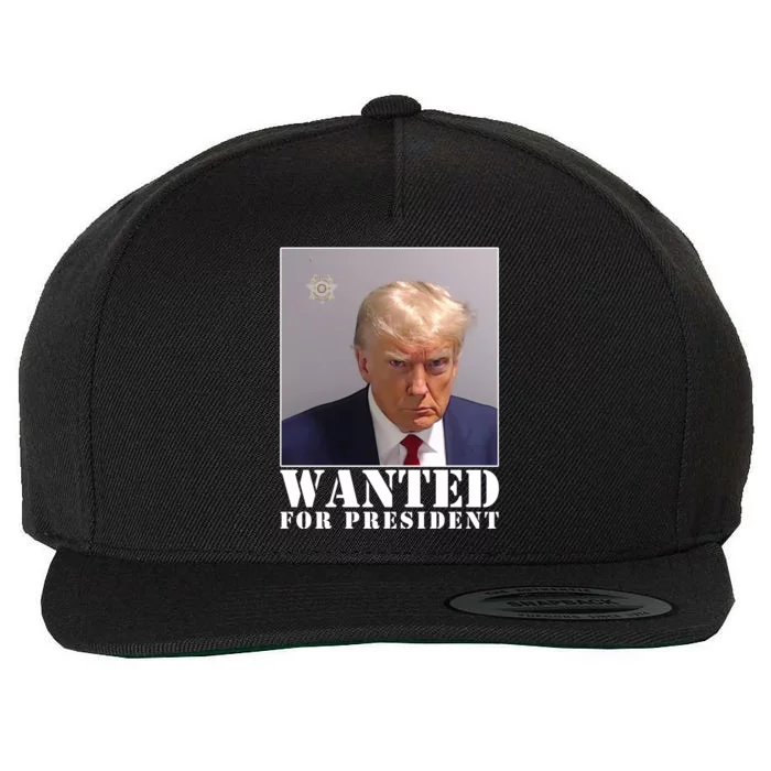 Trump Mugshot Wanted For President Wool Snapback Cap