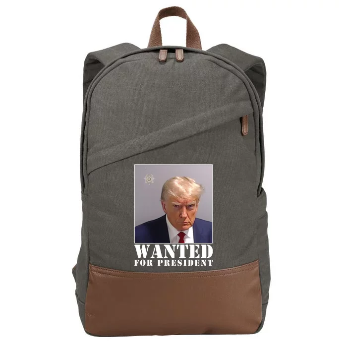 Trump Mugshot Wanted For President Cotton Canvas Backpack