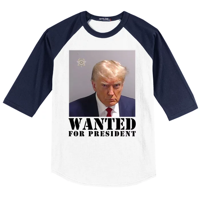 Trump Mugshot Wanted For President Baseball Sleeve Shirt