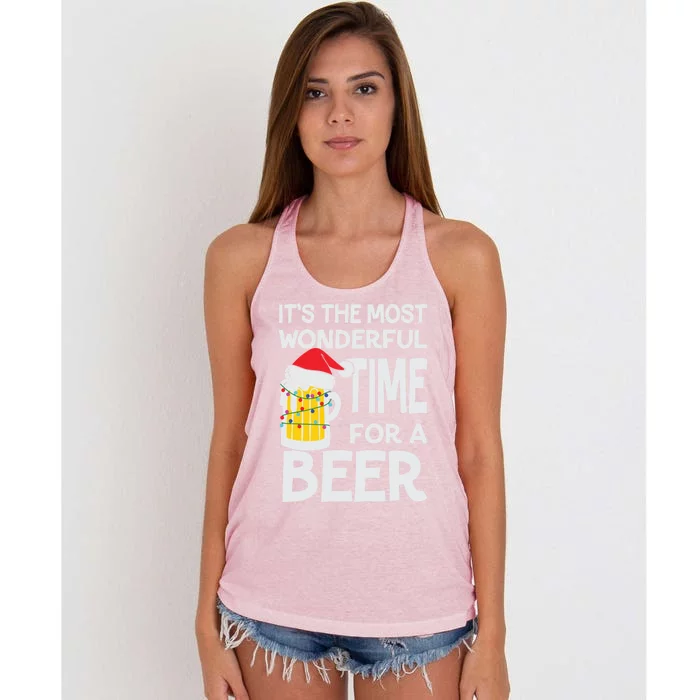 The Most Wonderful Times For A Beer Christmas Funny Gift Women's Knotted Racerback Tank