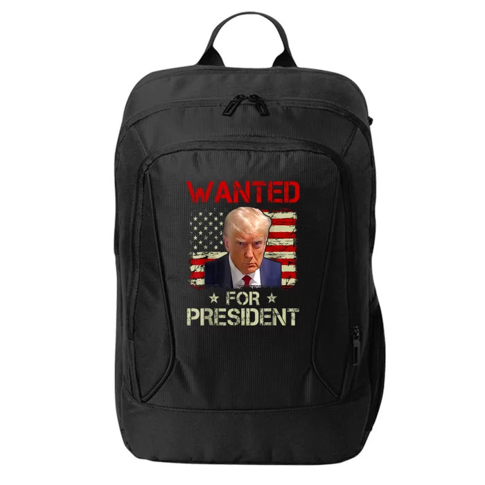 Trumps Mugshot Wanted For A Second Term 2024 President Gift City Backpack