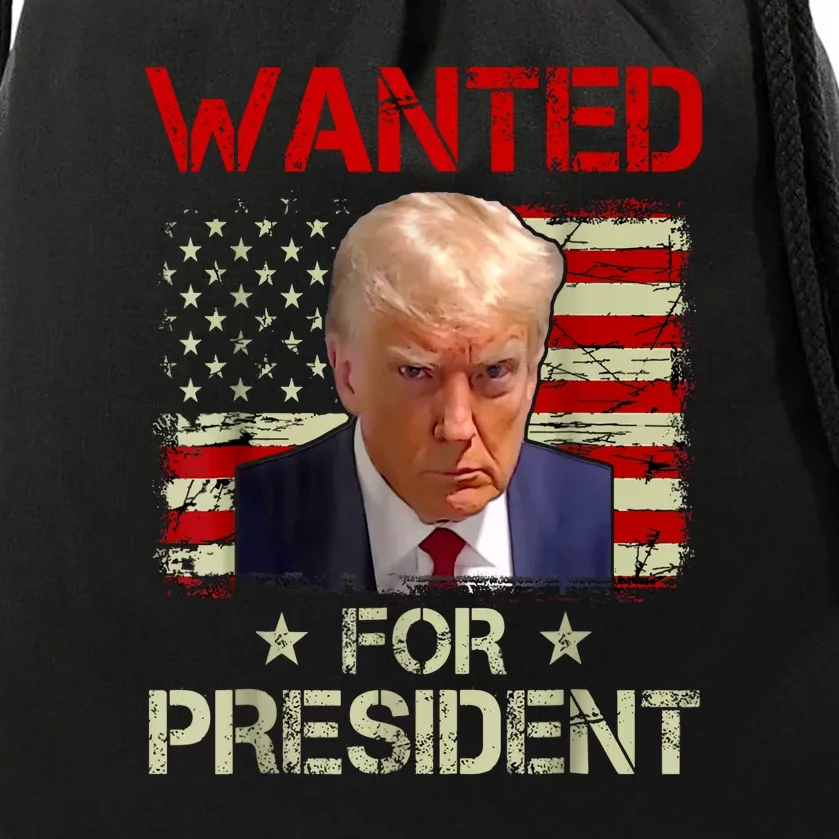 Trumps Mugshot Wanted For A Second Term 2024 President Gift Drawstring Bag