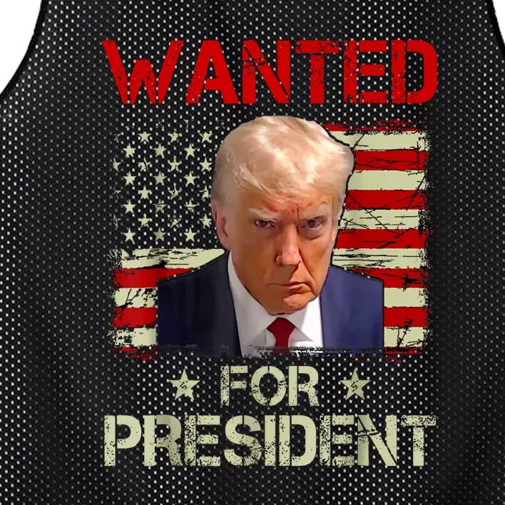 Trumps Mugshot Wanted For A Second Term 2024 President Gift Mesh Reversible Basketball Jersey Tank