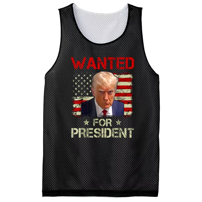 Trumps Mugshot Wanted For A Second Term 2024 President Gift Mesh Reversible Basketball Jersey Tank