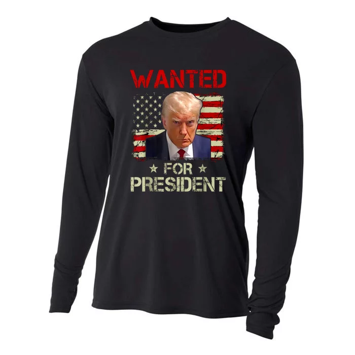 Trumps Mugshot Wanted For A Second Term 2024 President Gift Cooling Performance Long Sleeve Crew