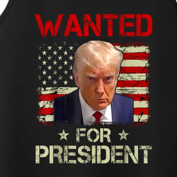 Trumps Mugshot Wanted For A Second Term 2024 President Gift Performance Tank