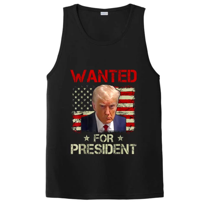 Trumps Mugshot Wanted For A Second Term 2024 President Gift Performance Tank