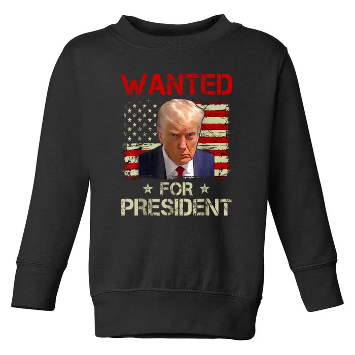 Trumps Mugshot Wanted For A Second Term 2024 President Gift Toddler Sweatshirt