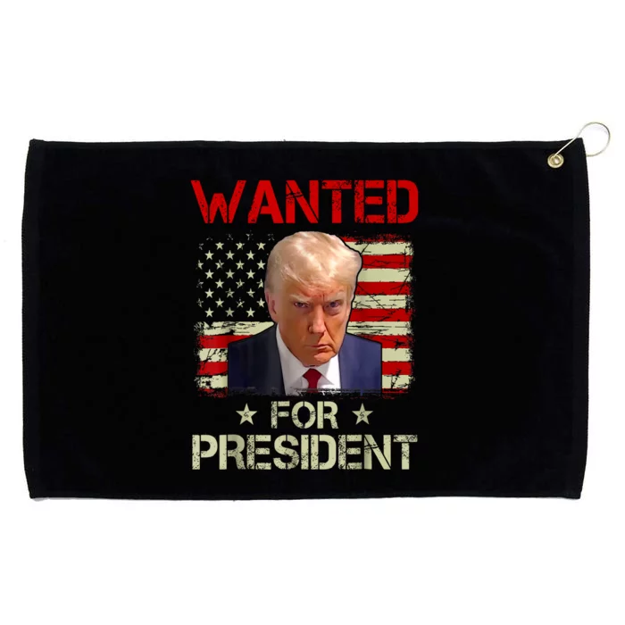 Trumps Mugshot Wanted For A Second Term 2024 President Gift Grommeted Golf Towel