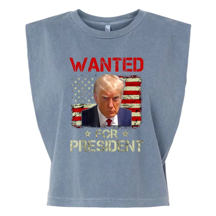 Trumps Mugshot Wanted For A Second Term 2024 President Gift Garment-Dyed Women's Muscle Tee