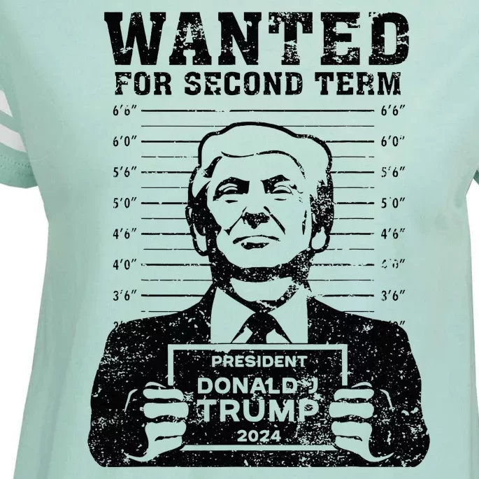 Trump Mugshot Wanted For Second Term 2024 Enza Ladies Jersey Football T-Shirt