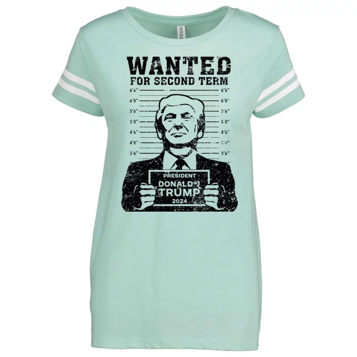 Trump Mugshot Wanted For Second Term 2024 Enza Ladies Jersey Football T-Shirt