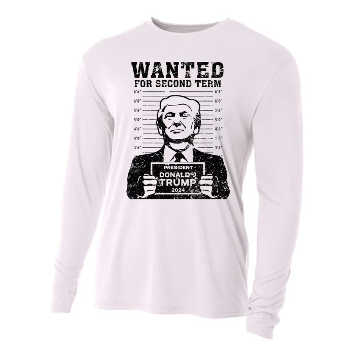 Trump Mugshot Wanted For Second Term 2024 Cooling Performance Long Sleeve Crew