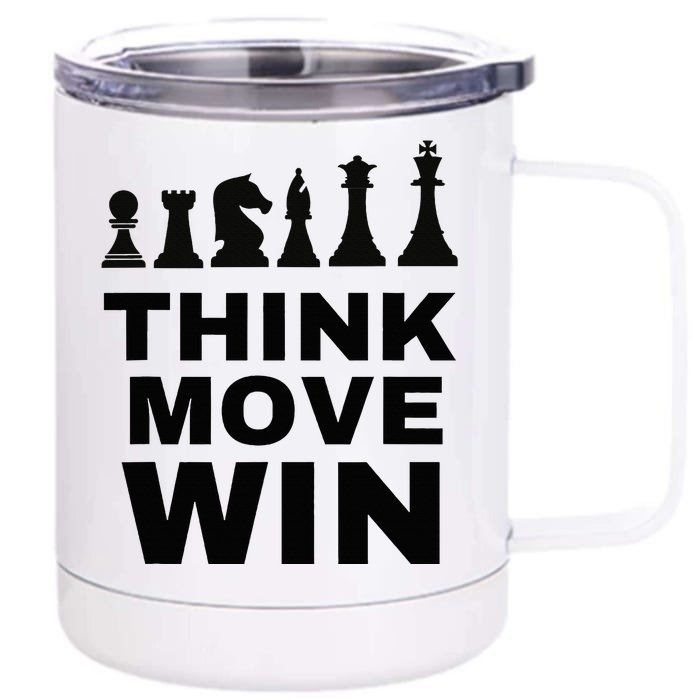 Think Move Win Chess Player Chess Board Front & Back 12oz Stainless Steel Tumbler Cup