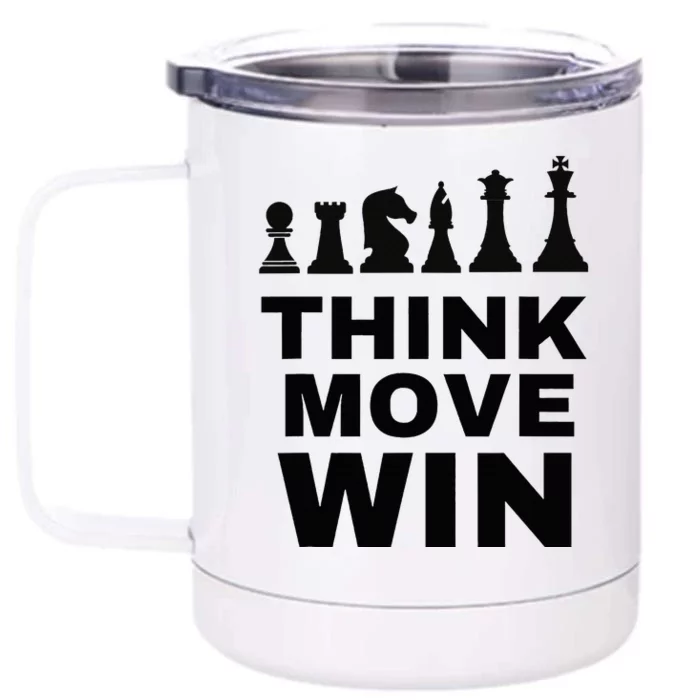 Think Move Win Chess Player Chess Board Front & Back 12oz Stainless Steel Tumbler Cup