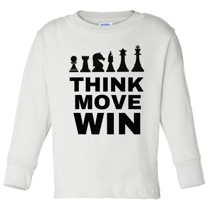 Think Move Win Chess Player Chess Board Toddler Long Sleeve Shirt