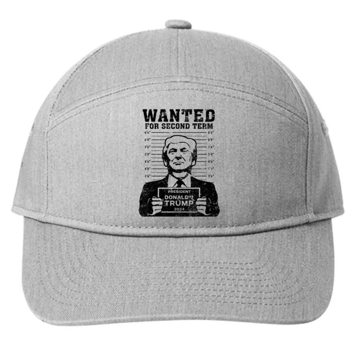 Trump Mugshot Wanted For Second Term 2024 7-Panel Snapback Hat