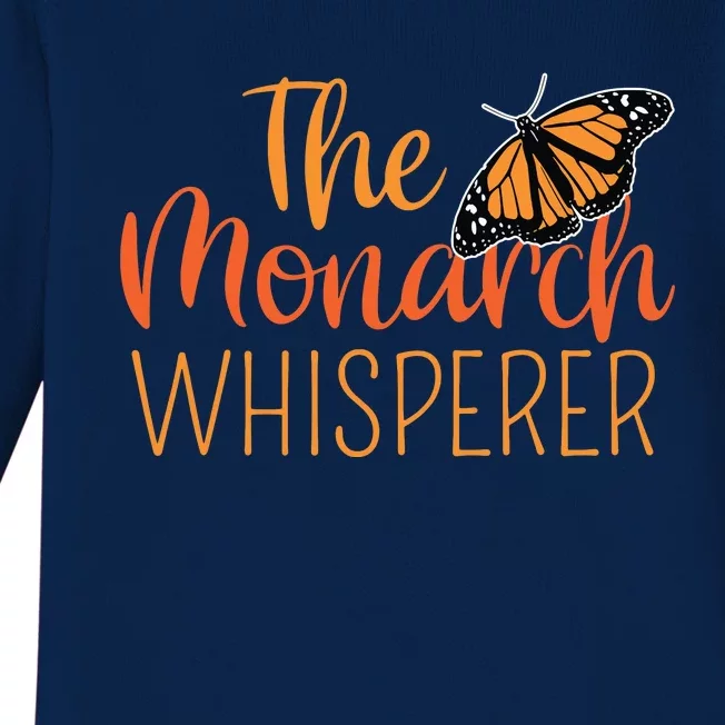 The Monarch Whisperer Cute Entomology Butterfly Baby Long Sleeve Bodysuit