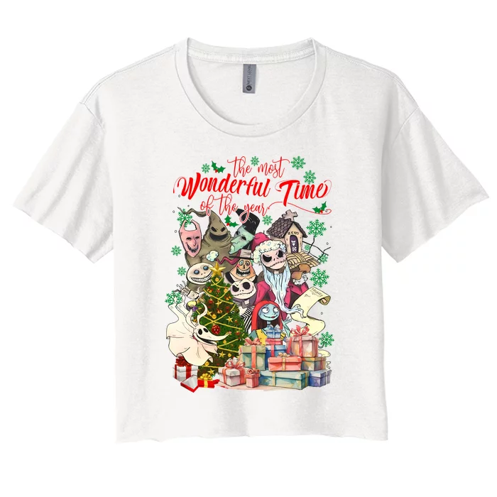 The Most Wonderful Time Of The Year Nightmare Christmas Jack And Sally Women's Crop Top Tee