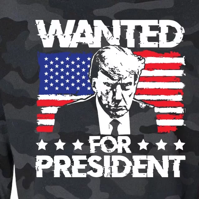 Trump Mugshot Wanted For President 2024 Cropped Pullover Crew