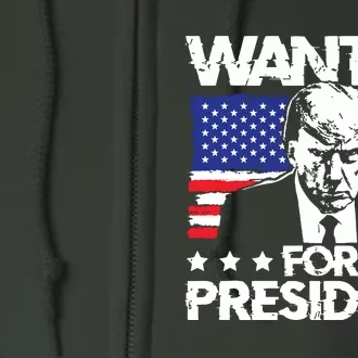 Trump Mugshot Wanted For President 2024 Full Zip Hoodie