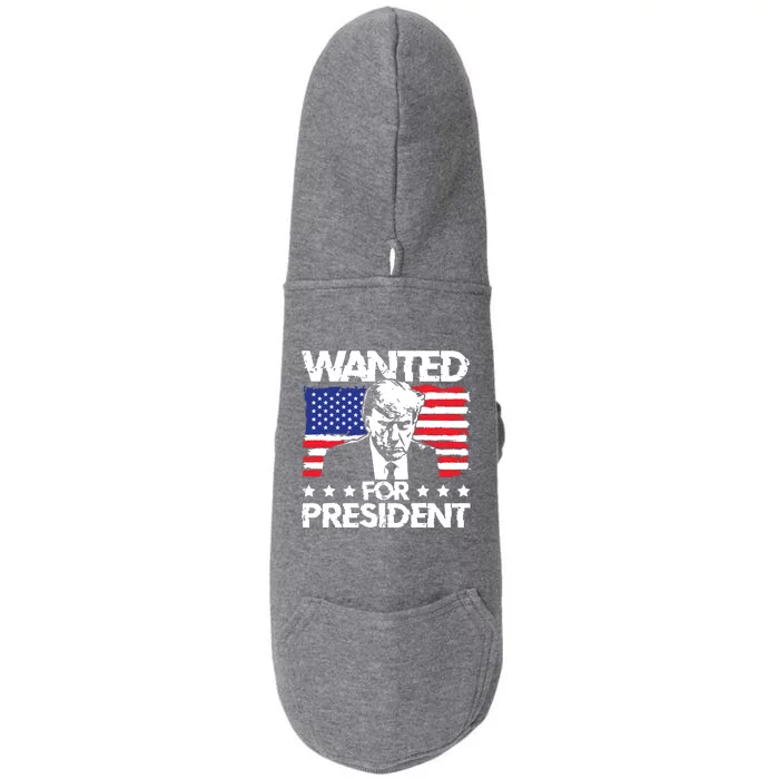 Trump Mugshot Wanted For President 2024 Doggie 3-End Fleece Hoodie